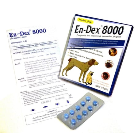 حبوب الديدان والعث والقراد والبراغيث للقطط والكلاب En-Dex 8000