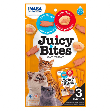 اينابا مكافات رطبه بالسمك والكلام INABA Juicy Bites 3x11g