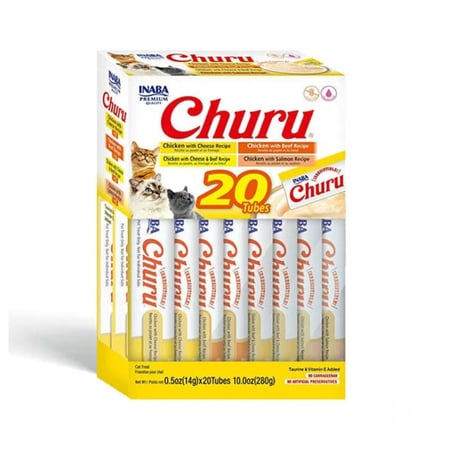 اينابا تشورو هريسة الدجاج واللحم البقري المتنوعة Inaba Churu 20x14g