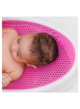 مروش استحمام للاطفال حديثي الولادة، حوض استحمام للاطفال مقاوم للماء ومضاد للانزلاق أبيض/أزرق