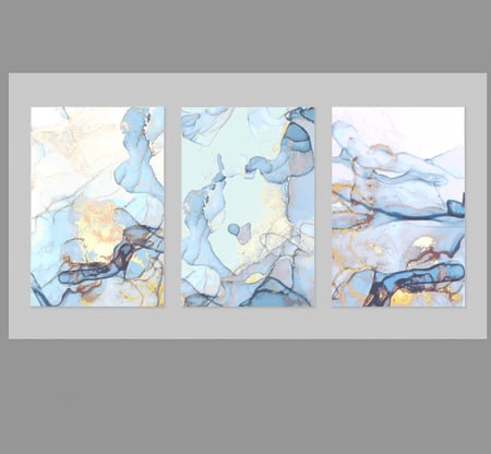 لوحة تجريد ريزن 3 PIECE SPILL ART LIGHT BLUE مجموعة من 3 لوحات