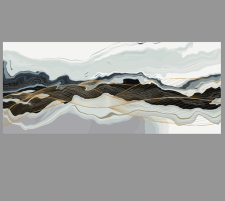 لوحة تجريد ريزن فن السكب  - SPILL -GRAY AND GOLD