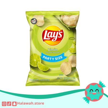 شبس ليز بالليمون حصري مستورد امريكي بارتي سايز حجم كبير عملاق 354 جم