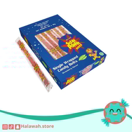 حلاوة جيلي شريط ساور باور بالفراولة حامضة 48 حبة - حلاوة ستور