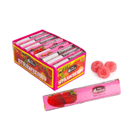 علبة حلاوة مصاص بنكهة الفراولة مستورد 24 حبة
