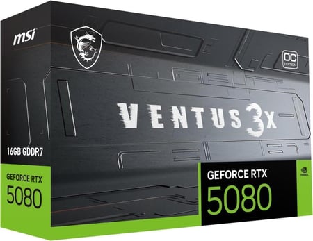 MSI Ventus GeForce RTX 5080 16GB GDDR7 PCI Express 5.0 Graphics Card RTX 5080 16G VENTUS 3X OC