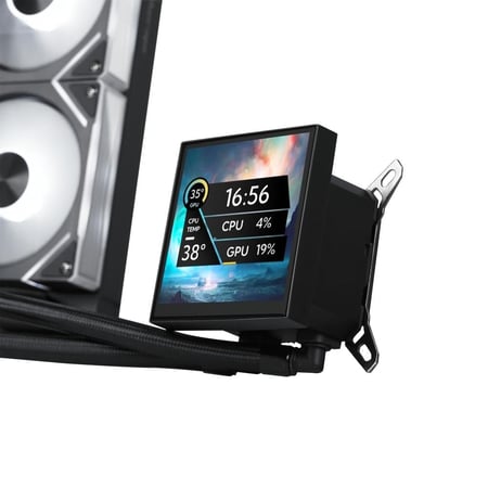 Thermo Raptor RT360 – مبرد مائي AIO مع شاشة 4 بوصة قابلة للبرمجة (أسود)