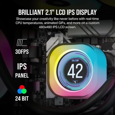 CORSAIR iCUE Link H100i LCD Liquid CPU Cooler مبرد مائي