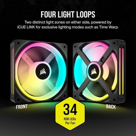 Corsair iCUE LINK QX120 RGB 120mm Magnetic Dome RGB Single Fan - Black