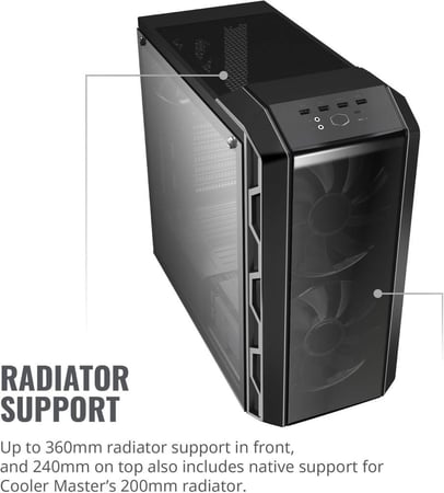Cooler Master MasterCase H500 ARGB Airflow ATX Mid-Tower,ARGB Fans,Tempered Glass Side Panel