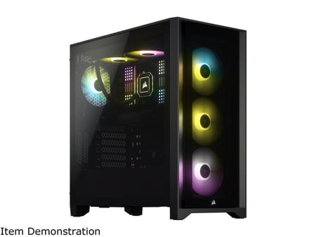 CORSAIR iCUE 4000X RGB Tempered Glass Mid-Tower ATX PC Case black  كيس للكمبيوتر