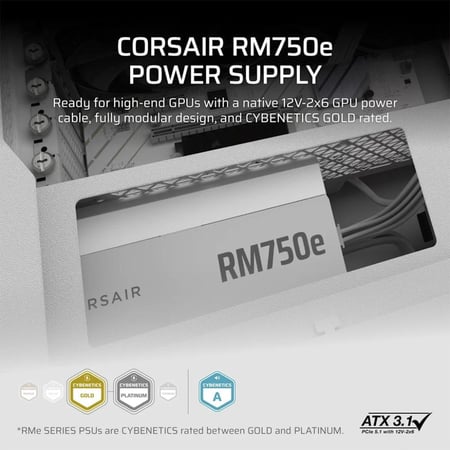 RMe Series™ RM750e - Fully Modular Low-Noise ATX Power Supply - White  باور سبلاي