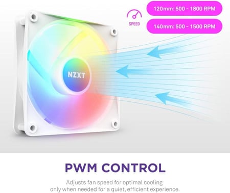 NZXT F120 RGB Core Sublime RGB - PWM Control - Triple Pack 120mm White