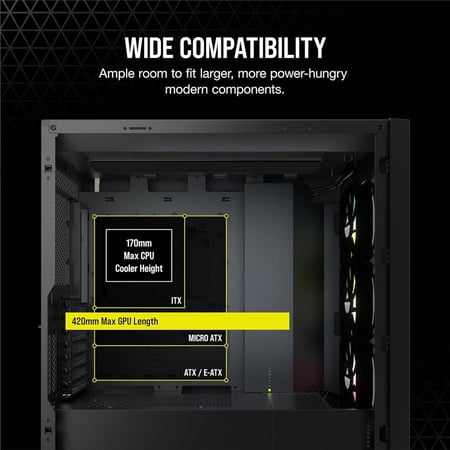Corsair iCUE 5000X RGB Tempered Glass Mid-Tower ATX PC Smart Cas black كيس للكمبيوتر