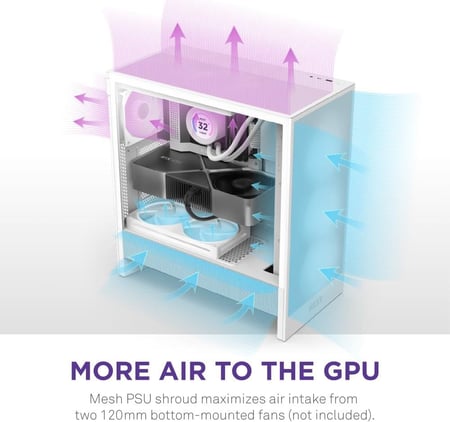 H5 Flow white RGB كيس كمبيوتر ابيض