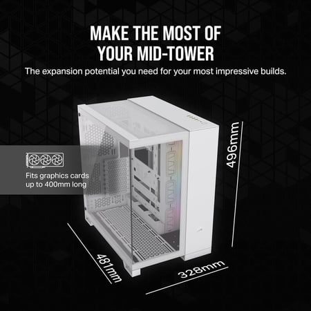 CORSAIR iCUE LINK 6500X RGB Mid-Tower ATX Dual Chamber PC Case White كيس للكمبيوتر