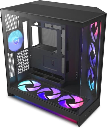 nzxt H9 Flow RGB+ 2025 كيس كمبيوتر اسود