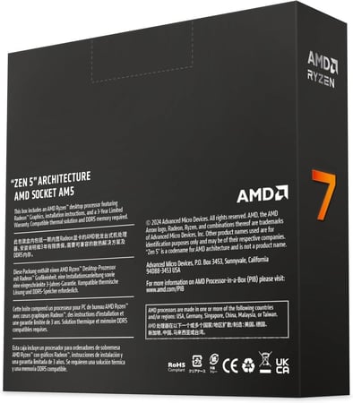 AMD Ryzen 7 9700X 8-Core, 16-Thread Unlocked Desktop Processor