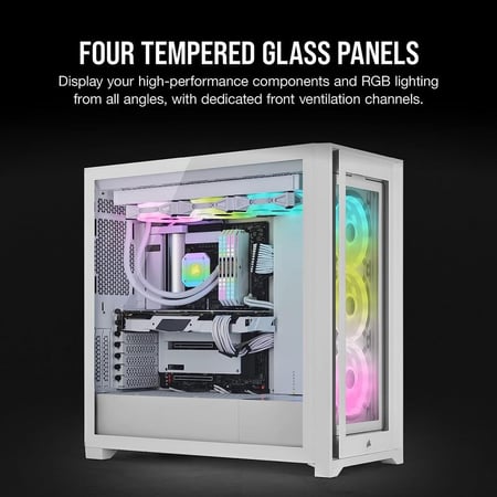 Corsair 5000X RGB QL Edition Mid-Tower Case - True White كيس للكمبيوتر