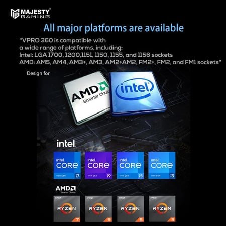 Majesty 360MM ARGB CPU Water Cooler, Digital Temperature Display