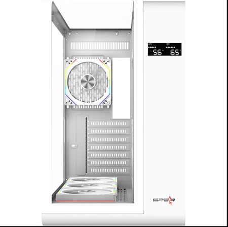 Meer Pro Spear – كيس PC أبيض مع شاشة LCD و 7 مراوح ARGB