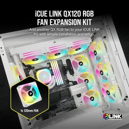 Corsair iCUE LINK QX120 RGB 120mm Magnetic Dome RGB Single Fan - White