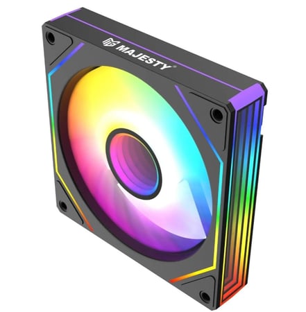 مروحة تبريد ماجيستي انفينيتي | ARGB | ضبط سرعة PWM | قياس 12 سم | Pin 4 + 5V 3Pin | محمل هيدروليكي لعمر 30 الف ساعة | 1800 RPM (أسود – مباشر)