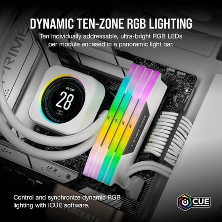 CORSAIR VENGEANCE RGB 64GB (2x32GB) DDR5 DRAM 6400MT/s Memory Kit White رام