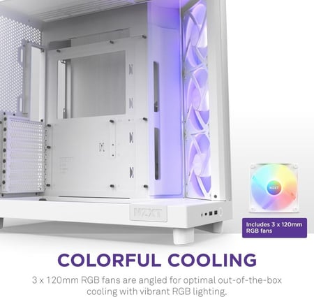 NZXT H6 Flow RGB Mid-Tower Airflow Case White كيس للكمبيوتر