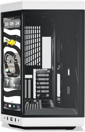 HYTE Y70 Touch Infinite Dual Chamber ATX Mid Tower Modern Aesthetic Case with Integrated 2.5K LCD Touchscreen - Panda/White