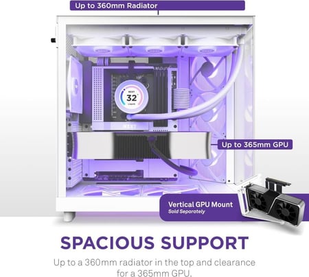 NZXT H6 Flow RGB Mid-Tower Airflow Case White كيس للكمبيوتر