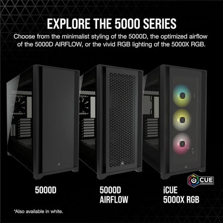 Corsair iCUE 5000X RGB Tempered Glass Mid-Tower ATX PC Smart Cas black كيس للكمبيوتر