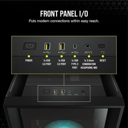 Corsair iCUE 5000X RGB Tempered Glass Mid-Tower ATX PC Smart Cas black كيس للكمبيوتر