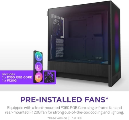 NZXT H5 Flow RGB 2024 - Compact ATX Mid-Tower PC Gaming Case كيس كمبيوتر اسود