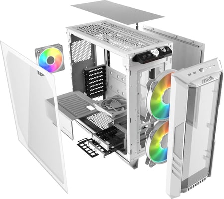 Cooler Master HAF 500 White Steel Tempered Glass ATX Mid Tower Computer Case
