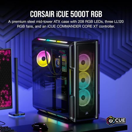 CORSAIR iCUE 5000T RGB Mid-Tower ATX PC Case Black
