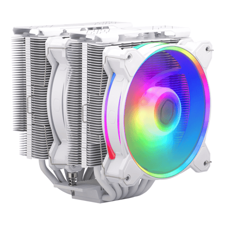 Cooler Master Hyper 622 Halo White Dual Tower CPU Air Cooler, Halo2 Fan, Dual Loop ARGB