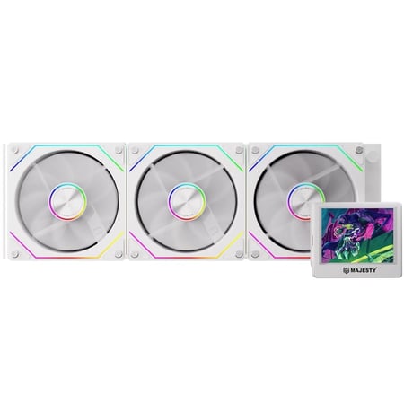 Majesty 360MM ARGB CPU Water Cooler, Digital Temperature Display White