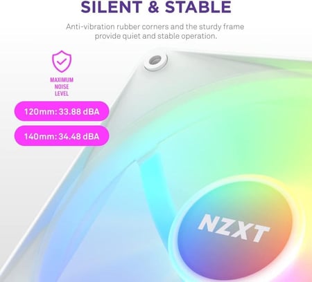 NZXT F120 RGB Core Sublime RGB - PWM Control - Triple Pack 120mm White