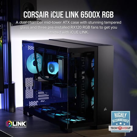 CORSAIR iCUE LINK 6500X RGB Mid-Tower ATX Dual Chamber PC Case كيس للكمبيوتر