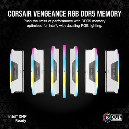 CORSAIR VENGEANCE RGB 64GB (2x32GB) DDR5 DRAM 6400MT/s Memory Kit White رام