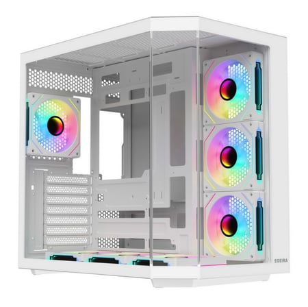 Egeira Alcor ATX Case – كيس ألعاب أبيض مع 7 مراوح ARGB