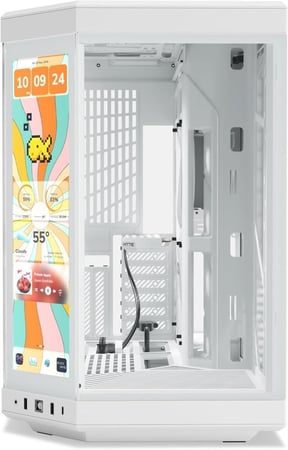 HYTE Y70 Touch Infinite Dual Chamber ATX Mid Tower Modern Aesthetic Case with Integrated 2.5K LCD Touchscreen - Snow White