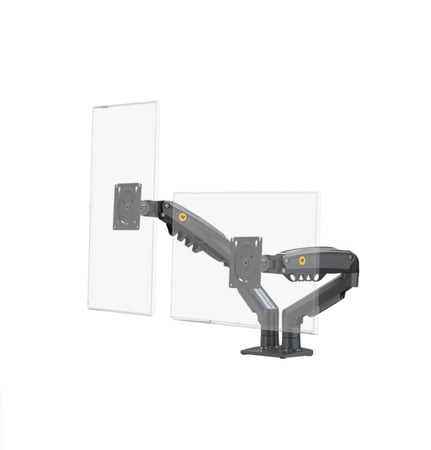 حامل شاشة مكتبي مزدوج عالمي من NB نورث بايو، مزود بمسند يعمل بنظام دوران كامل الحركة، مناسب لشاشتين مقاس 17-27 إنش مع سعة تحميل  كيلو لكل شاشة، F160 أسود