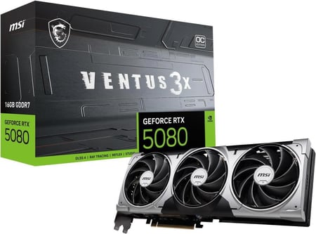 MSI Ventus GeForce RTX 5080 16GB GDDR7 PCI Express 5.0 Graphics Card RTX 5080 16G VENTUS 3X OC