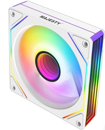 مروحة تبريد ماجيستي انفينيتي | ARGB | ضبط سرعة PWM | قياس 12 سم | Pin 4 + 5V 3Pin | محمل هيدروليكي لعمر 30 الف ساعة | 1800 RPM (أبيض – مباشر)