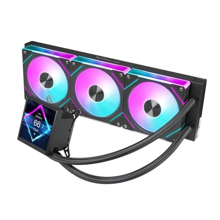 Thermo Raptor RT360 – مبرد مائي AIO مع شاشة 4 بوصة قابلة للبرمجة (أسود)