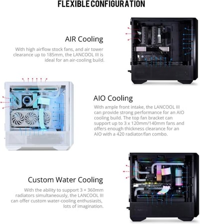 LIAN LI LANCOOL III E-ATX PC Case, Spacious RGB Gaming Computer Case Black