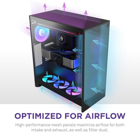 NZXT H7 Flow RGB 2024 - Mid-Tower ATX Airflow Case Black كيس للكمبيوتر