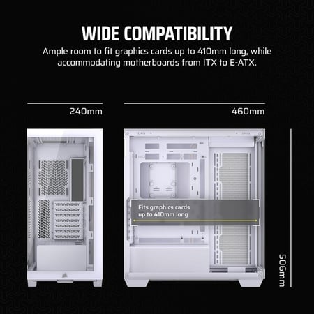 CORSAIR 3500X Tempered Glass Mid-Tower PC Case, White